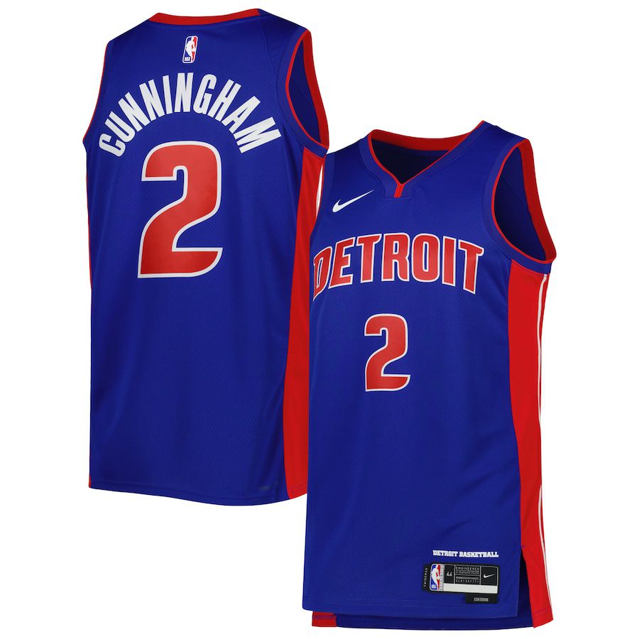 Men Detroit Pistons #2 Cade Cunningham Nike Blue Icon Edition 2022-23 Swingman NBA Jersey